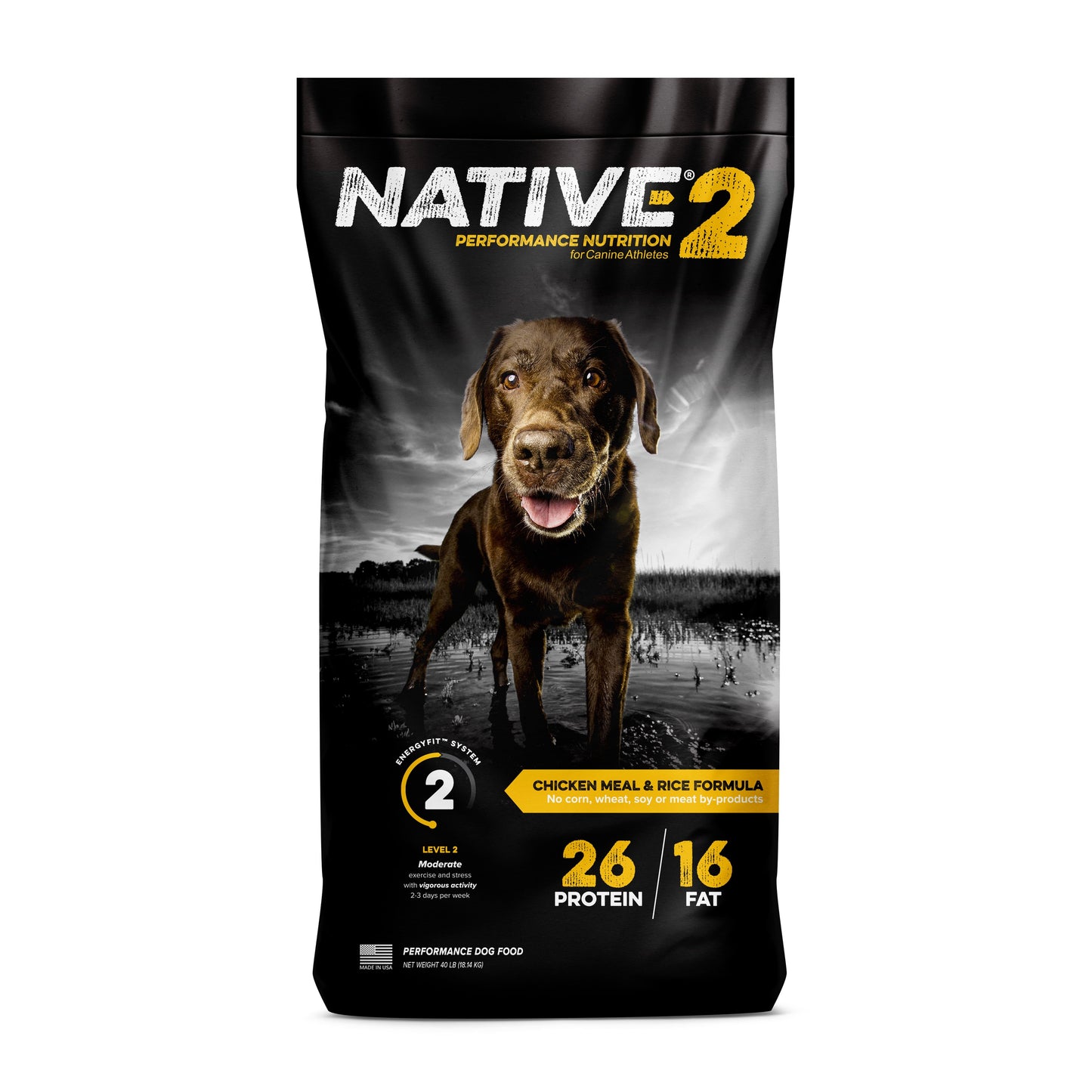 Native Level 2 - Performance Nutrition Dog Food for Moderately Active Dogs - Chicken Meal & Rice Formula