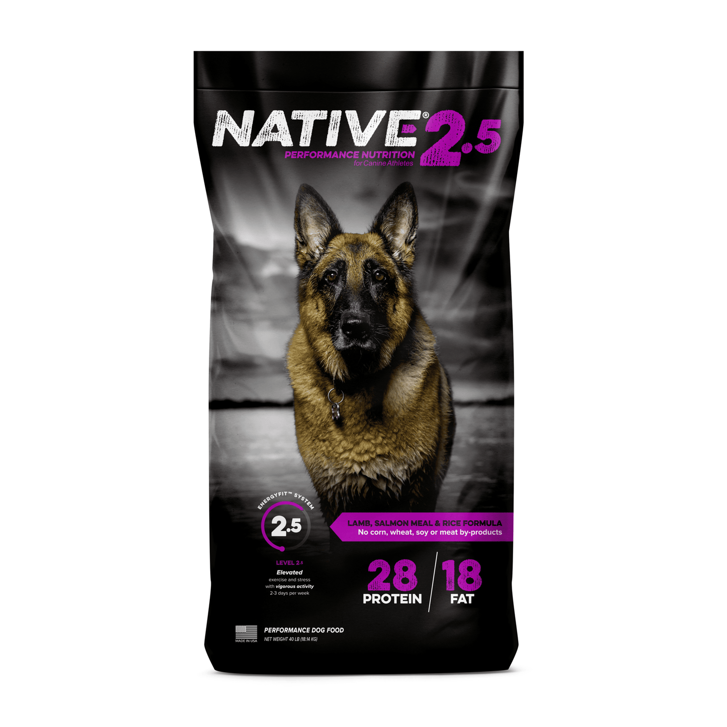 Native High Performance Nutrition Dog Food, 2.5 Level, Lamb, Salmon Meal & Rice Formula